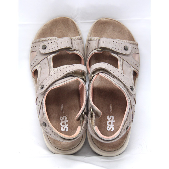 SAS Embark Sandals Women's Size 10 WW Wide Taupe Pink Adjustable Walking Strappy - Picture 5 of 7